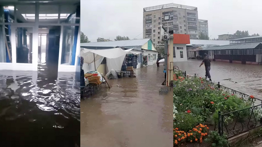 Степногорскте нөсер жауып, көліктер су астында қалды